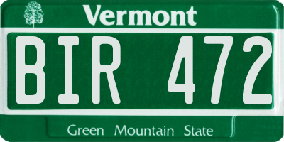 VT license plate BIR472