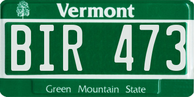 VT license plate BIR473
