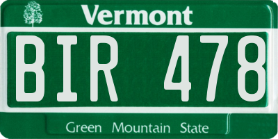 VT license plate BIR478