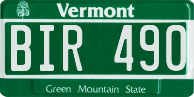 VT license plate BIR490