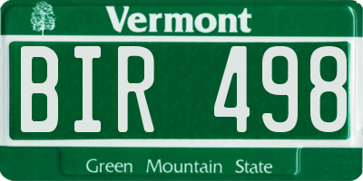 VT license plate BIR498
