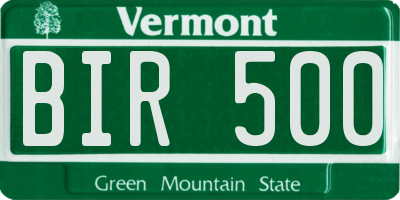 VT license plate BIR500