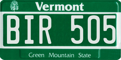 VT license plate BIR505
