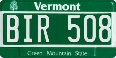 VT license plate BIR508