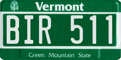 VT license plate BIR511