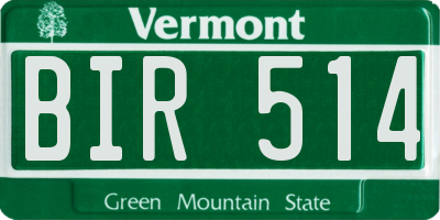 VT license plate BIR514