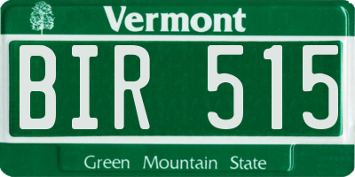 VT license plate BIR515