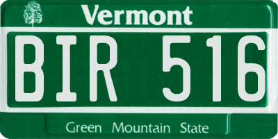 VT license plate BIR516