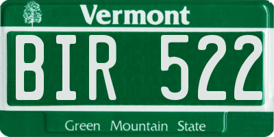 VT license plate BIR522