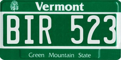 VT license plate BIR523