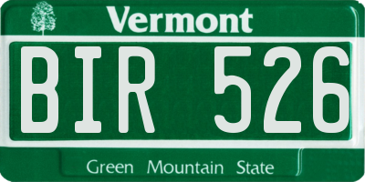 VT license plate BIR526