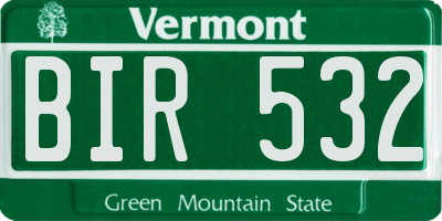 VT license plate BIR532