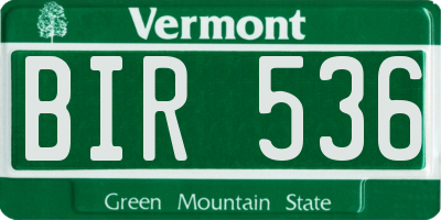 VT license plate BIR536