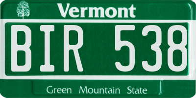 VT license plate BIR538