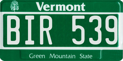 VT license plate BIR539