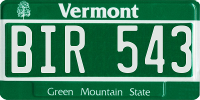 VT license plate BIR543