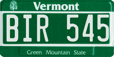 VT license plate BIR545