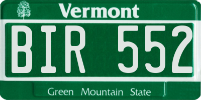 VT license plate BIR552