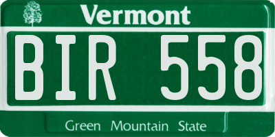 VT license plate BIR558