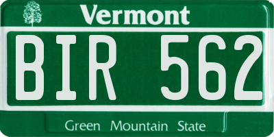 VT license plate BIR562