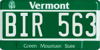 VT license plate BIR563