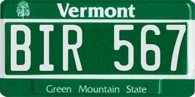 VT license plate BIR567