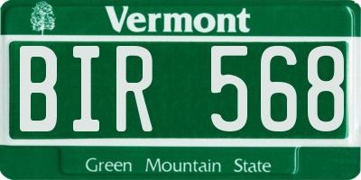 VT license plate BIR568