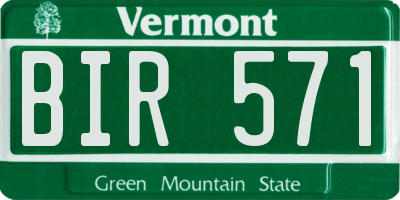 VT license plate BIR571