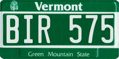 VT license plate BIR575