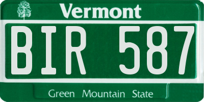 VT license plate BIR587