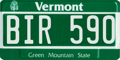 VT license plate BIR590