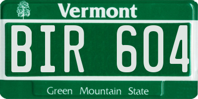 VT license plate BIR604