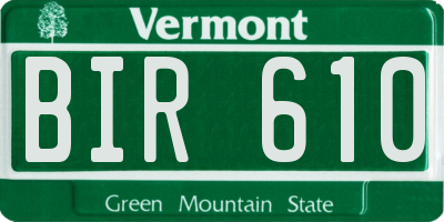 VT license plate BIR610