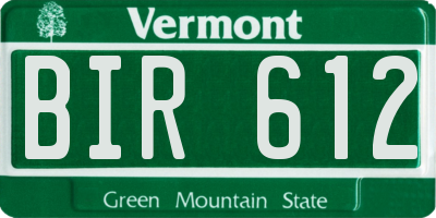 VT license plate BIR612