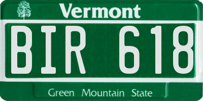 VT license plate BIR618