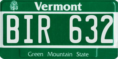 VT license plate BIR632