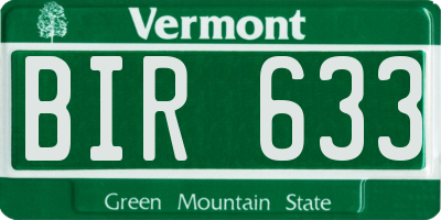 VT license plate BIR633