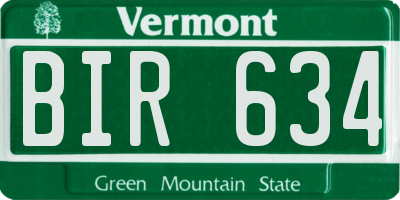 VT license plate BIR634