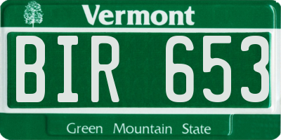 VT license plate BIR653