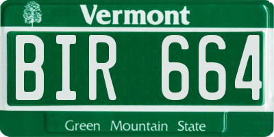 VT license plate BIR664