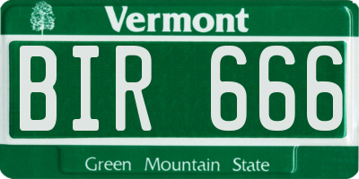 VT license plate BIR666