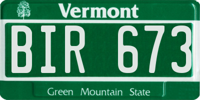 VT license plate BIR673