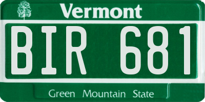 VT license plate BIR681