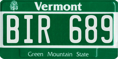 VT license plate BIR689