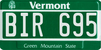 VT license plate BIR695