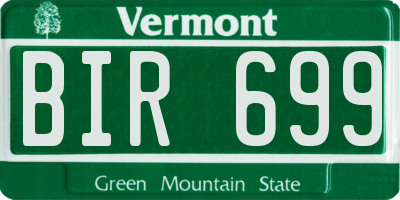 VT license plate BIR699