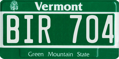 VT license plate BIR704