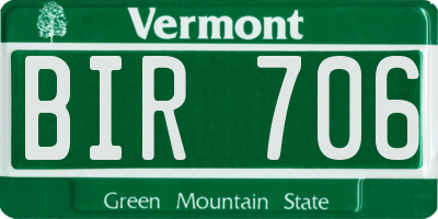 VT license plate BIR706