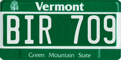 VT license plate BIR709