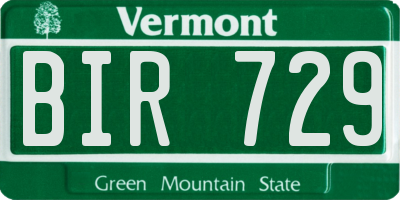 VT license plate BIR729